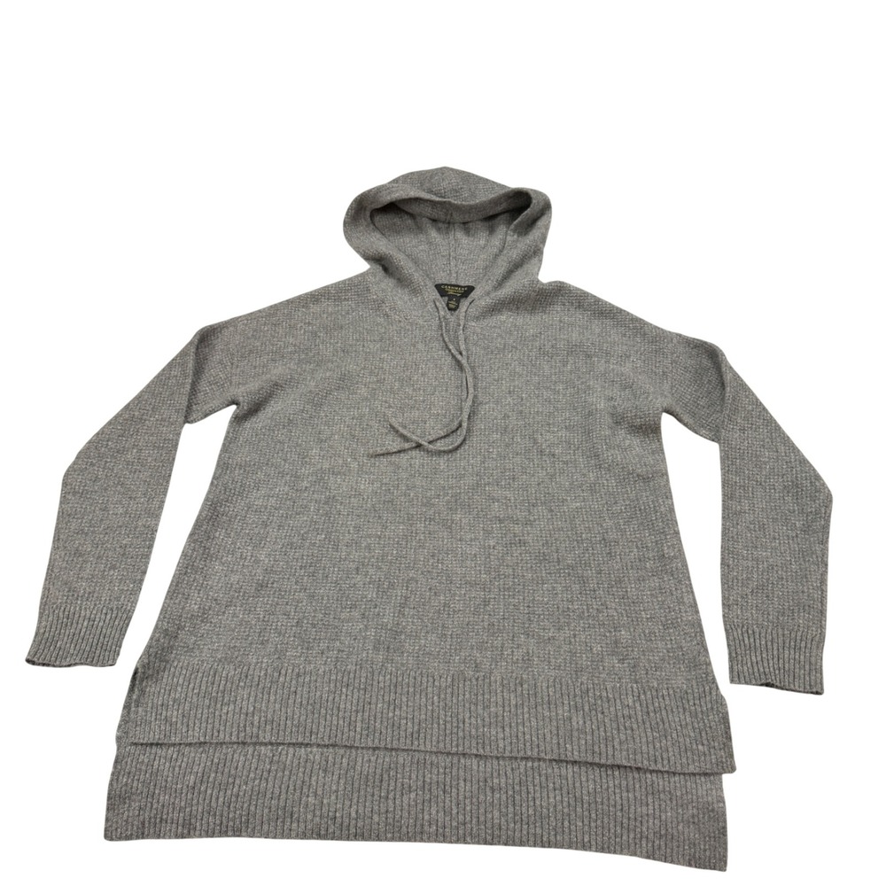 Charter Club Luxury‎ 100% Cashmere Hoodie Sweater Gray High Low Hem Small